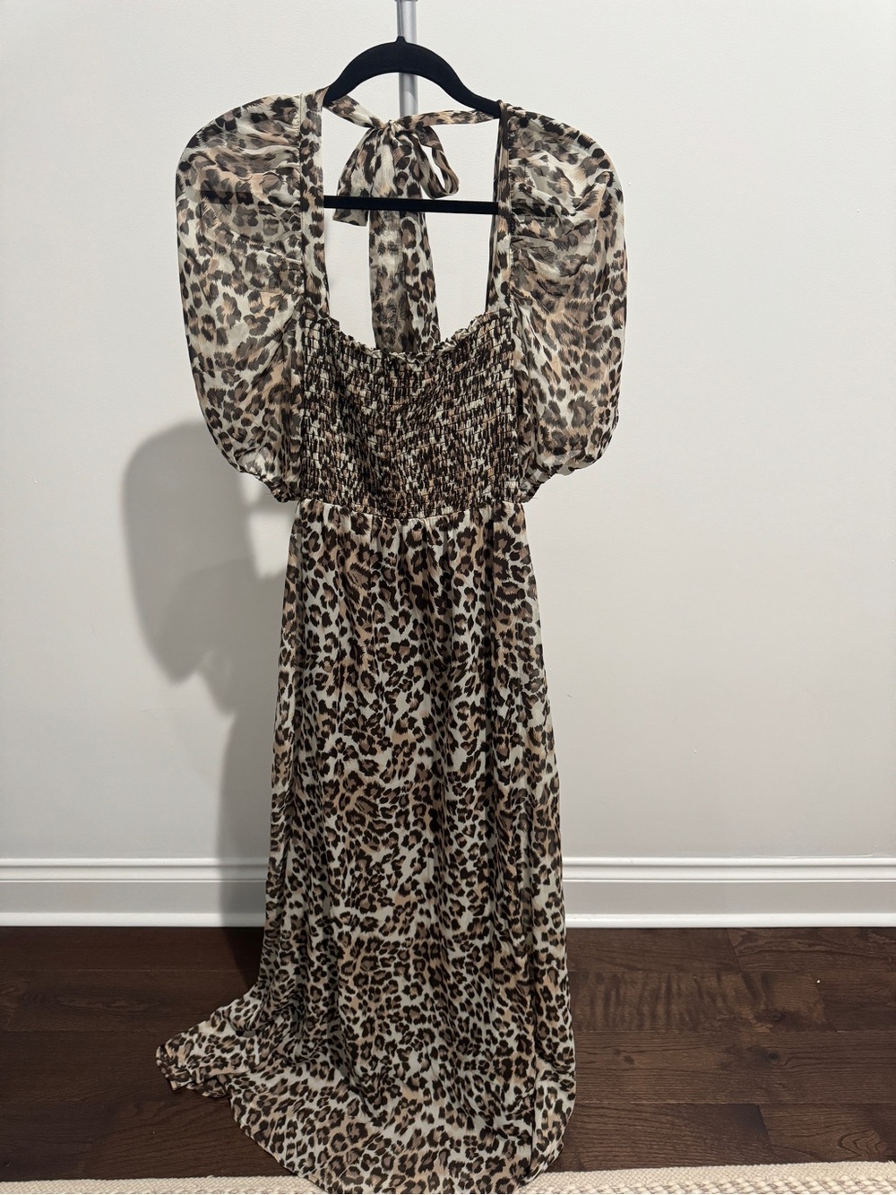 Jealous Tomato Leopard-Print Puff Sleeve Maxi Dress - Tan & Black
